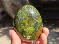 Polished Green Opal Standing Free Forms  x 6 From Antsirabe, Madagascar