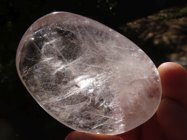 Polished Large Clear Rock Crystal Galet / Palm Stones x 6 From Madagascar