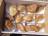 Natural Honey Etched Aragonite Specimens  x 12 From Namibia