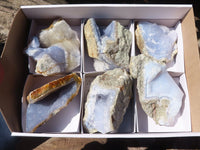 Natural Blue Lace Agate Geode Specimens  x 6 From Nsanje, Malawi