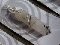 Polished Double Terminated Tourmalinated Quartz Crystals with Silver Wire Wrapped Pendant  - sold per piece - From South Africa - TopRock