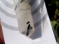 Polished Double Terminated Tourmalinated Quartz Crystals with Silver Wire Wrapped Pendant  - sold per piece - From South Africa - TopRock