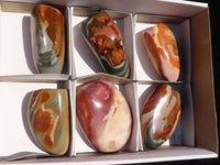 Polished Polychrome / Picasso Jasper Standing Free Forms  x 6 From Madagascar - Toprock Gemstones and Minerals 