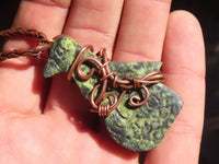 Polished  Copper Wire Wrapped Leopard Stone Eagle Pendants  x 6 From Zimbabwe