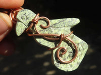 Polished  Copper Wire Wrapped Leopard Stone Eagle Pendants  x 6 From Zimbabwe