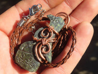 Polished  Copper Wire Wrapped Leopard Stone Eagle Pendants  x 6 From Zimbabwe