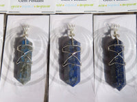 Polished Double Terminated Lapis Lazuli Crystals with Silver Wire Wrapped Pendant  - sold per piece - From South Africa - TopRock