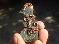 Polished  Copper Wire Wrapped Leopard Stone Eagle Pendants  x 6 From Zimbabwe