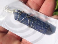 Polished Double Terminated Lapis Lazuli Crystals with Silver Wire Wrapped Pendant  - sold per piece - From South Africa - TopRock