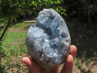 Polished Blue Celestite Eggs With Crystalline Centres  x 2 From Sakoany, Madagascar - TopRock