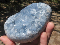 Polished Blue Celestite Eggs With Crystalline Centres  x 2 From Sakoany, Madagascar - TopRock