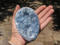 Polished Blue Celestite Eggs With Crystalline Centres  x 2 From Sakoany, Madagascar - TopRock