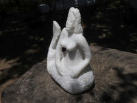 Polished Sparkling White Marble Mermaid Carving  x 1 From Zimbabwe - TopRock