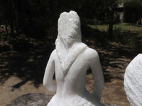 Polished Sparkling White Marble Mermaid Carving  x 1 From Zimbabwe - TopRock