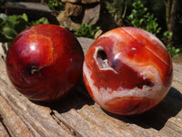 Polished Vibrant Carnelian Agate Spheres  x 6 From Madagascar - Toprock Gemstones and Minerals 