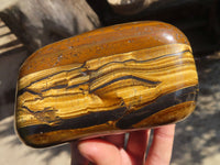 Polished Golden Tigers Eye Free Forms x 3 From Prieska, Northern Cape