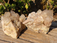 Natural Cascading Smokey Quartz Clusters x 2 From Luena, Congo