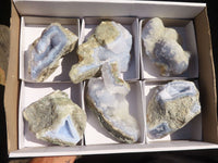 Natural Blue Lace Agate Geode Specimens  x 6 From Nsanje, Malawi - Toprock Gemstones and Minerals 