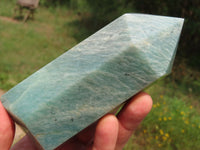 Polished Amazonite & Blue Spinel Crystals x 2 From Madagascar - TopRock