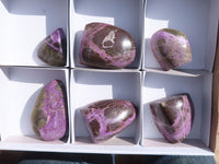 Polished Stichtite & Serpentine Standing Free Forms With Silky Purple Threads  x 6 From Barberton, South Africa - Toprock Gemstones and Minerals 