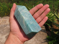 Polished Amazonite & Blue Spinel Crystals x 2 From Madagascar - TopRock