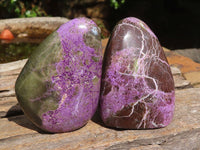 Polished Stichtite & Serpentine Standing Free Forms With Silky Purple Threads  x 6 From Barberton, South Africa - Toprock Gemstones and Minerals 