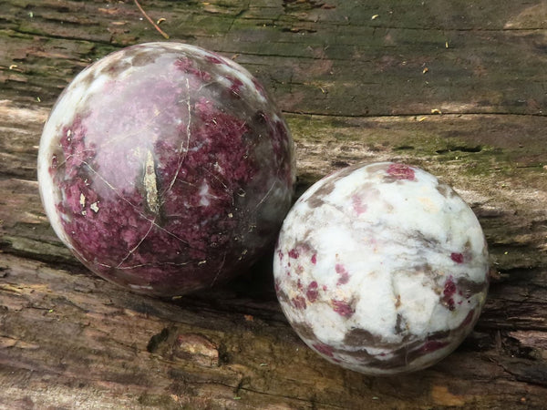 Polished Rubellite Pink Tourmaline Spheres  x 2 From Madagascar - TopRock