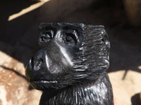 Polished  Black Soapstone Baboon Carving x 1 From Zimbabwe