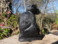 Polished  Black Soapstone Baboon Carving x 1 From Zimbabwe