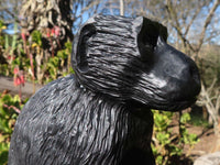 Polished  Black Soapstone Baboon Carving x 1 From Zimbabwe