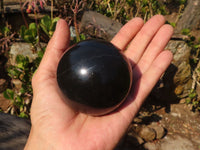 Polished Black Basalt Spheres x 2 From Madagascar