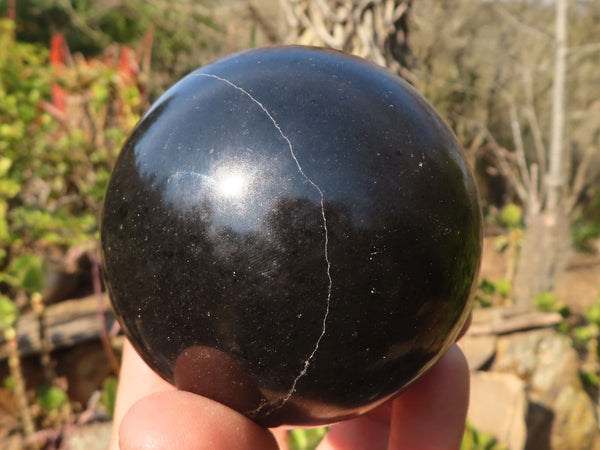 Polished Black Basalt Spheres x 2 From Madagascar