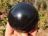 Polished Black Basalt Spheres x 2 From Madagascar