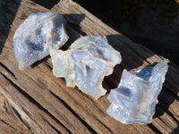 Natural Etched Blue Chalcedony Specimens  x 3 From Nsanje, Malawi