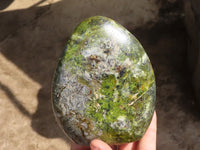 Polished Green Opal Standing Free Forms  x 2 From Antsirabe, Madagascar - Toprock Gemstones and Minerals 