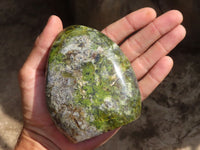 Polished Green Opal Standing Free Forms  x 2 From Antsirabe, Madagascar - Toprock Gemstones and Minerals 