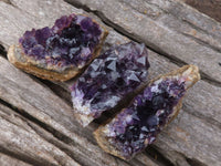 Natural Small Dark Amethyst Crystal Plate Specimens  x 24 From Zululand, South Africa - TopRock