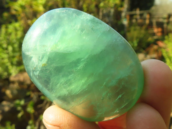 Polished Emerald Fluorite Palm Stones  x 20 From Madagascar