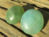 Polished Emerald Fluorite Palm Stones  x 20 From Madagascar