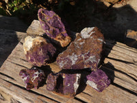 Natural Metallic Purpurite Cobbed Specimens x 6 From Erongo, Namibia