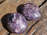 Polished Purple Lepidolite Mica Palm Stones With Rubellite In Some  x 20 From Ambatondrazaka, Madagascar - Toprock Gemstones and Minerals 