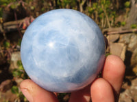 Polished Blue Calcite Spheres  x 3 From Ihadilalana, Madagascar