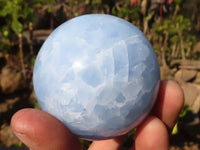 Polished Blue Calcite Spheres  x 3 From Ihadilalana, Madagascar