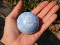 Polished Blue Calcite Spheres  x 3 From Ihadilalana, Madagascar