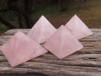 Polished Gemmy Pink Rose Quartz Pyramids  x 4 From Ambatondrazaka, Madagascar - TopRock