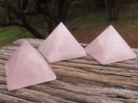 Polished Gemmy Pink Rose Quartz Pyramids  x 4 From Ambatondrazaka, Madagascar - TopRock