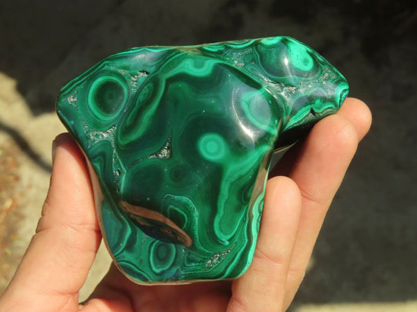 Polished Malachite Free Forms x 3 From Kolwezi, Congo