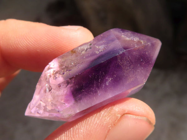 Polished Window Amethyst Crystals x 12 From Ankazobe, Madagascar