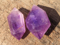 Polished Window Amethyst Crystals x 12 From Ankazobe, Madagascar