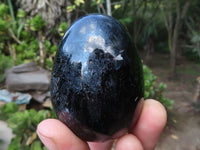 Polished Schorl Black Tourmaline Eggs  x 6 From Madagascar - Toprock Gemstones and Minerals 